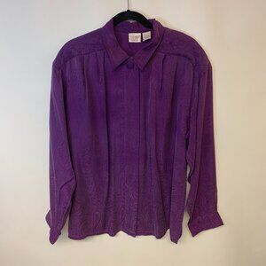 Signature Silk Blouse Classic Timeless Professional Paisley Work Womens Size M